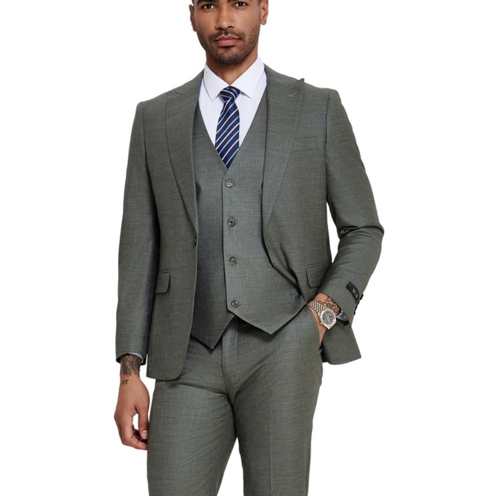 Men's Green 3 piece suit 42R